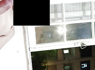 Risky masturbation flashing at open window front neighborhood 2