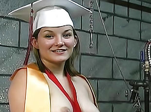 College graduate in first bondage session