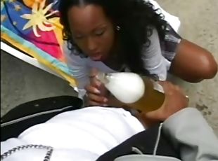 Ebony Angel Eyes gets fucked hard in a backyard