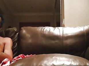 fucking my  slutty wife on the leather sofa