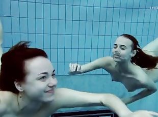 Hot lesbian show underwater