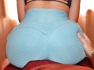 Hot Assjob Lap Dance in My New Blue Scrunch Butt Leggings