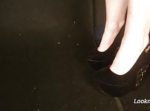 wedge heels black metal