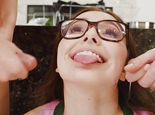 Full facial for this nerdy babe after her first MMF experience