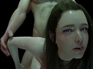 Cute Brunette Girl Loves Anal Standing up with her hands Pulled back : 3D Porn 