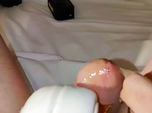 Close up with a Hitachi wand vibrating cum from my Dick part DMVToyLover