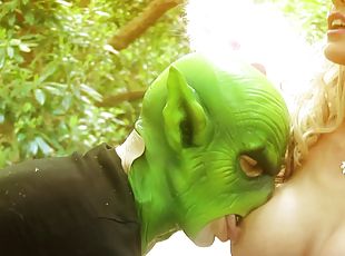 Masked fella pounding blonde slut Antonia Deona in the nature