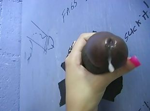 Red Hot Julia Bond Strokes Black Cock in a Gloryhole