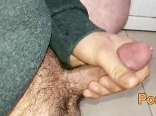 hairy horny turkish dick masturbation in the shower with close up camera