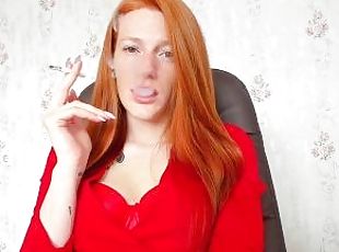 redhead smoking