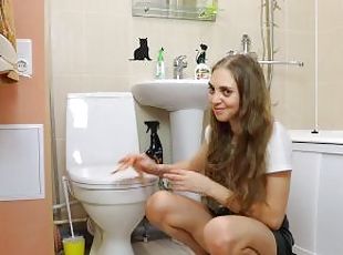 Cleaning the bathroom Fetish