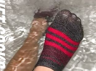 Wet Sock Fetish in Athletic Ankle Socks
