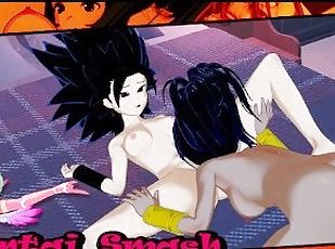 Saiyan lesbians Caulifla and Kale take turns eating pussy .Dragon Ball Super Hentai.
