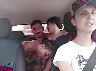 Slutty Latinas Crowded Car Sex While Driving