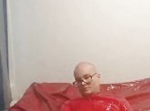 Shiny latex masturbation