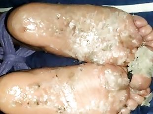Foot Torture - Male feet tied and tortured with candle wax