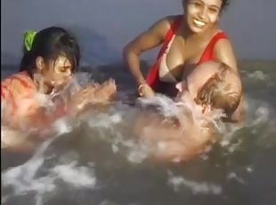 threesome indian beach fun