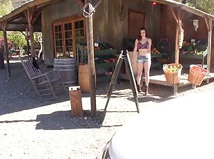 Farm girl Rachel Madori fucked outdoors at a fruit stand