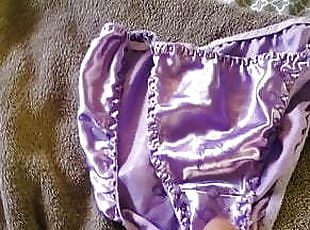 Cumming on neighbors purple satin panties 