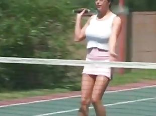 Busty MILF plays tennis and gets fucked doggystyle