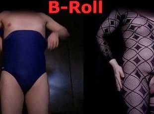 B-Roll: Adult Cinema swimsuit and catsuit tryon in Cabin. Exhibitionist Tobi00815