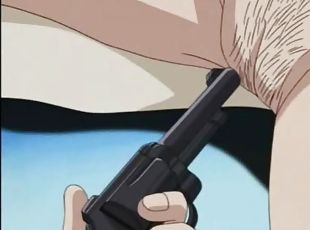 Police woman hentai gets assfucked with gun in her pussy