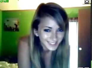 Blonde Webcam Girl Strips to Camera and Plays