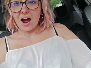 Check out my lush while driving, I cum in car in public