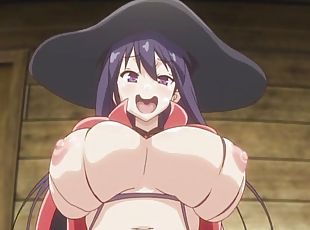 Busty hentai witch rides