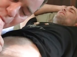 Fat mature homosexual Joe receives cum in mouth from amateur