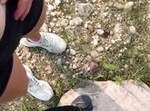 She whipped out my cock for me outdoors during our hike & held it in place for me to go pee on bush