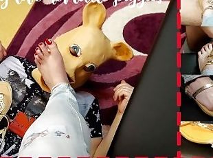 Piggy love her little piggies, looser Foot worship, Femdom, cum on Flip flops