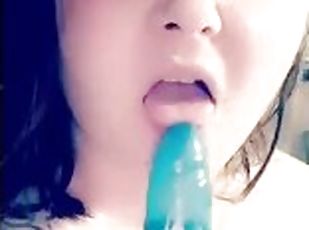 Blowjob tease on dildo