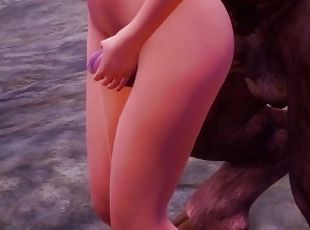 Furry Minotaur vs Horny Girl  Big Cock Monster  3D Porn Wild Life