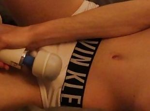 Twink using vibrator on his throbbing cock