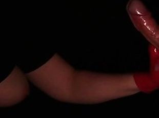 Red Latex Gloves GloryHole Handjob