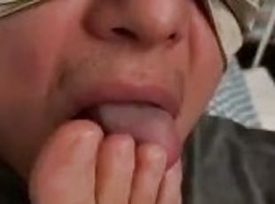 Sucking wife’s feet