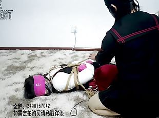 Chinese Bondage Hogtied & Tape Gagged