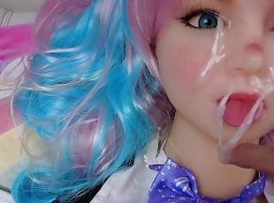 Titsfuck and facial cum on my cute doll 