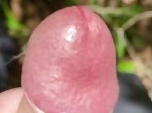 Newhalf cock and ball play sissygasm moaning in the public park