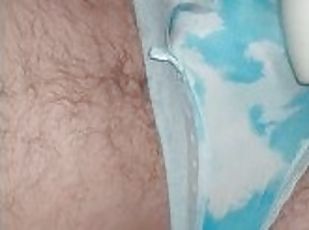 Puppy cumming in his blue panites