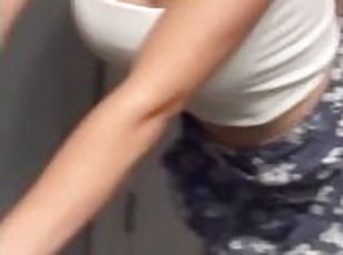 Skirt w/ no Panties Bathroom Fucking