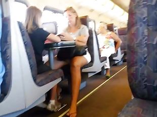 Blonde MILF in the train