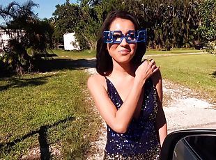 Elle Monela is a dolled up brunette who wants to be fucked in a car