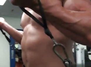 Muscle bodybuilder dildo and cumshot