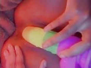 Using my rainbow dildo