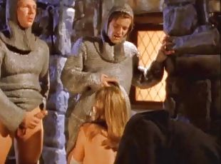 Medieval blonde Wendi gets fucked by two knights in MMF clip