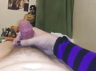 Femboy Jack fucks his hairy dick and cums hard