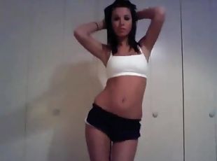 Sexy ass teen wearing shorts and prancing around on webcam