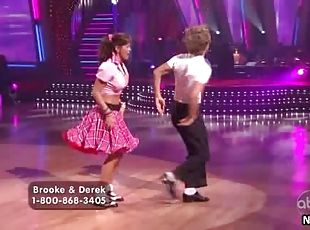 Mesmerizing Celebrity Brooke Burke Dancing In a Retro Fifties Outfit